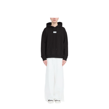 Black Front Pouch Pocket Adjustable Drawstring Hood Ribbed Cuffs Logo Patch Detailing