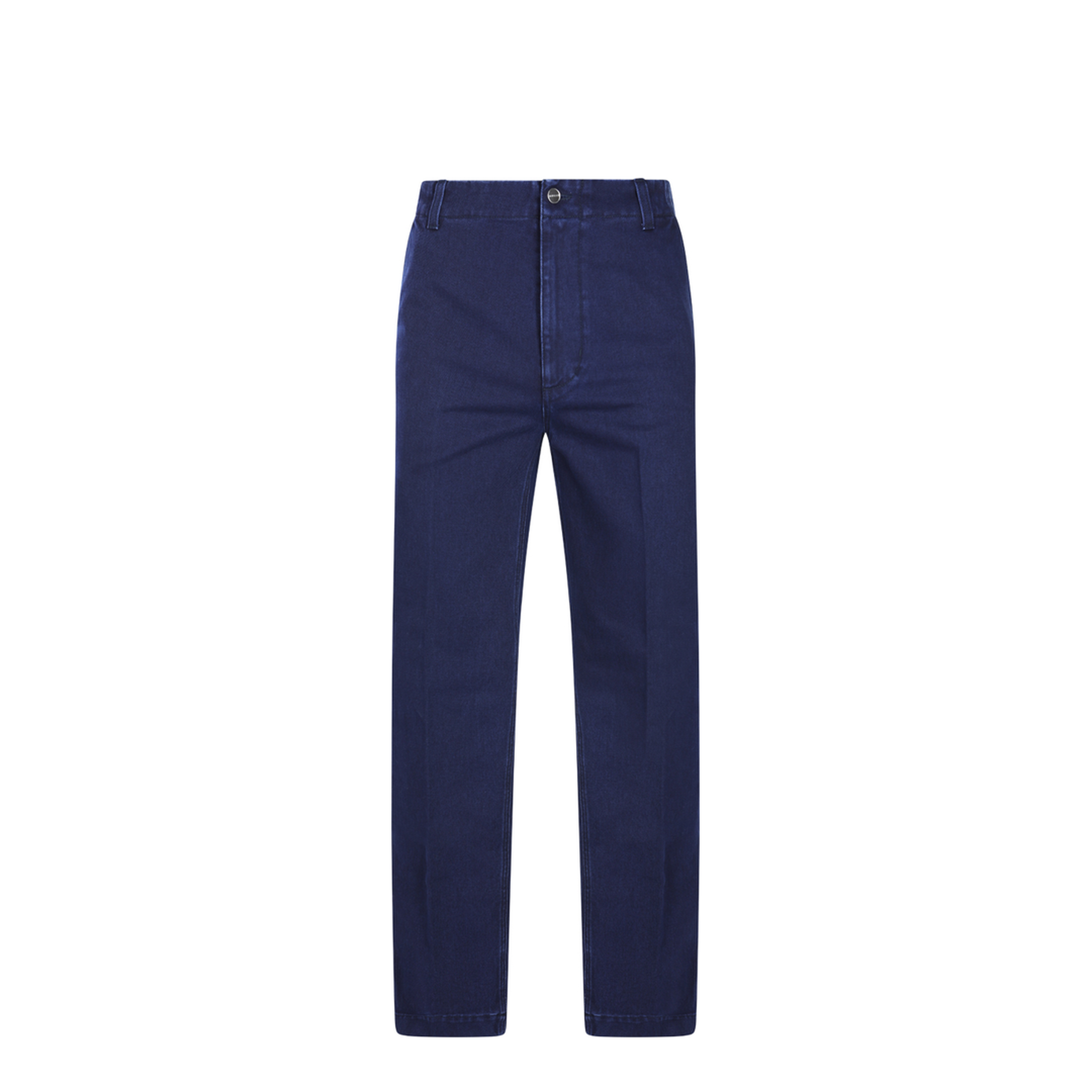 Washed Denim Pant with Embossed Label in Dark Blue