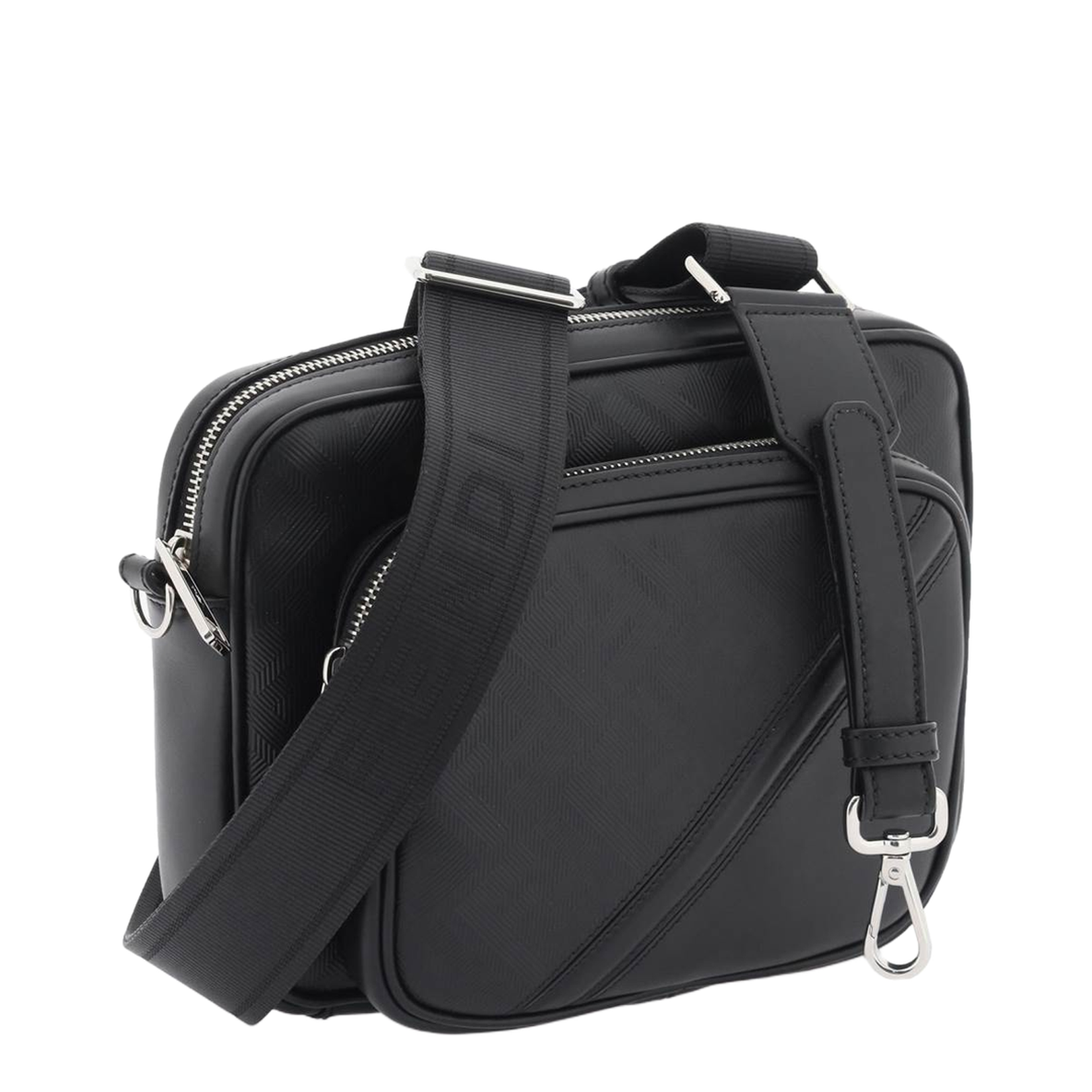 Diagonal Leather Crossbody Bags - Black