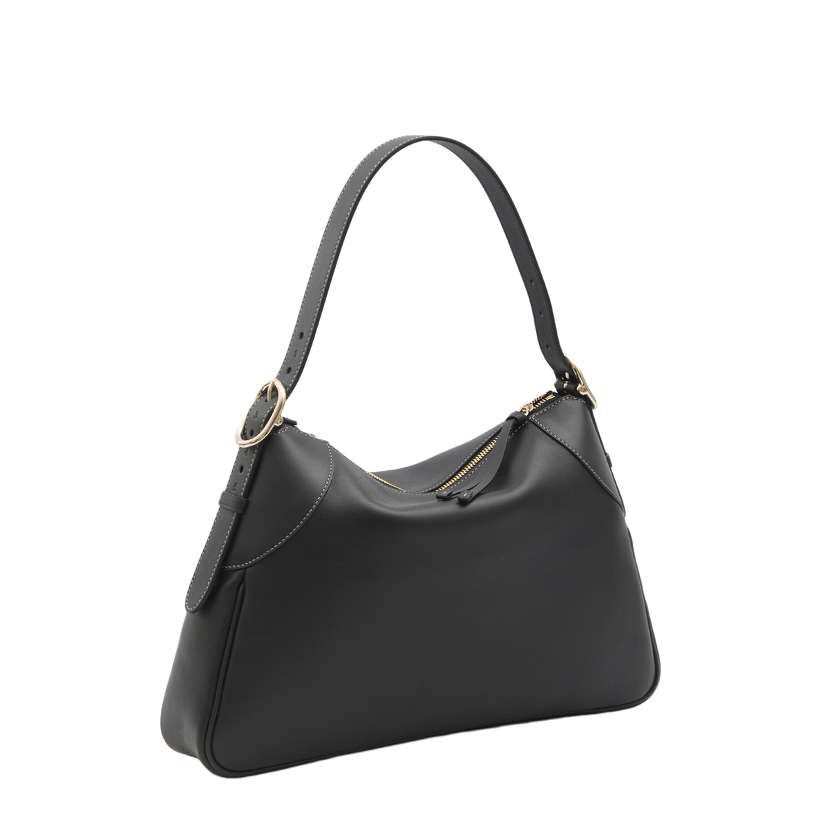 GG Emblem Medium Leather Bucket Bag - Black