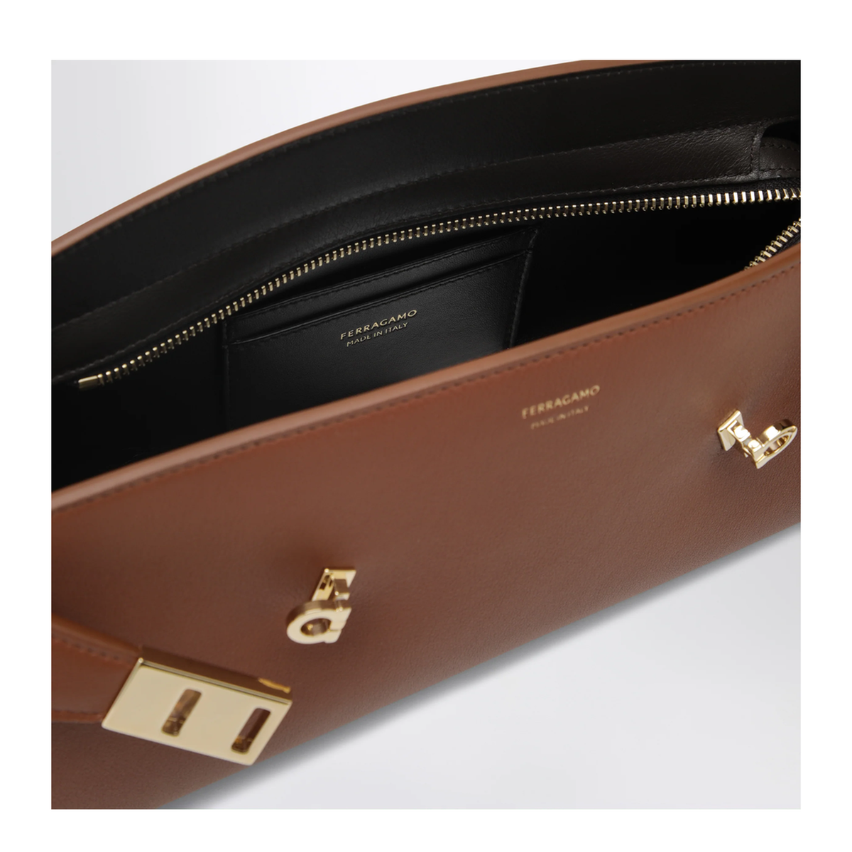 MAYFEYR - Ferragamo - Hug East West Shoulder Bag Cognac Dark Brown - 0795365LECT