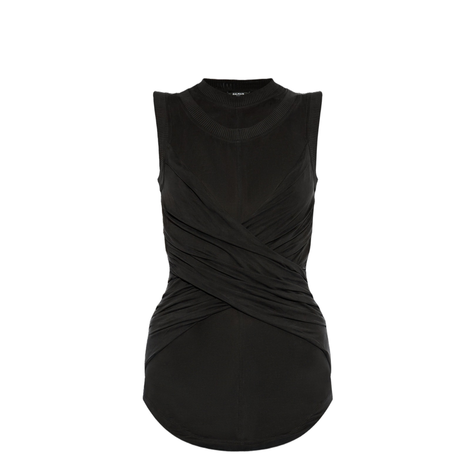 Black Twisted Double-Collar Tank Top