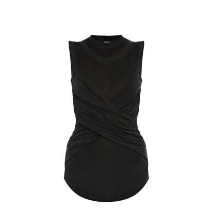 Black Twisted Double-Collar Tank Top