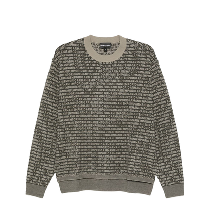 Virgin-Wool Jumper with All-Over Jacquard Signature Logo