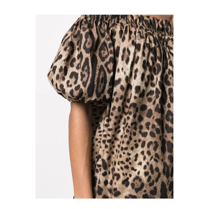 MAYFEYR - Dolce & Gabbana - Top Maniche Corte In Popeline Stampa Leopardo - F71J7THS5E3