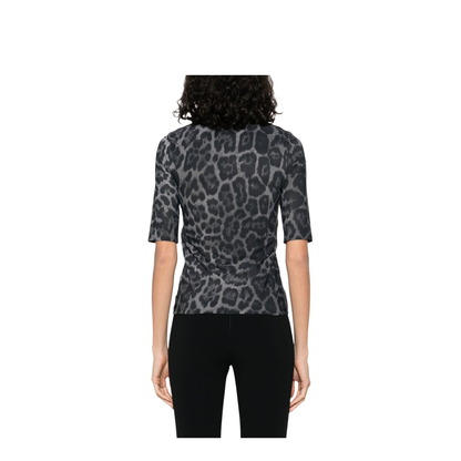 Ash Grey Leopard-Print Short-Sleeve T-Shirt