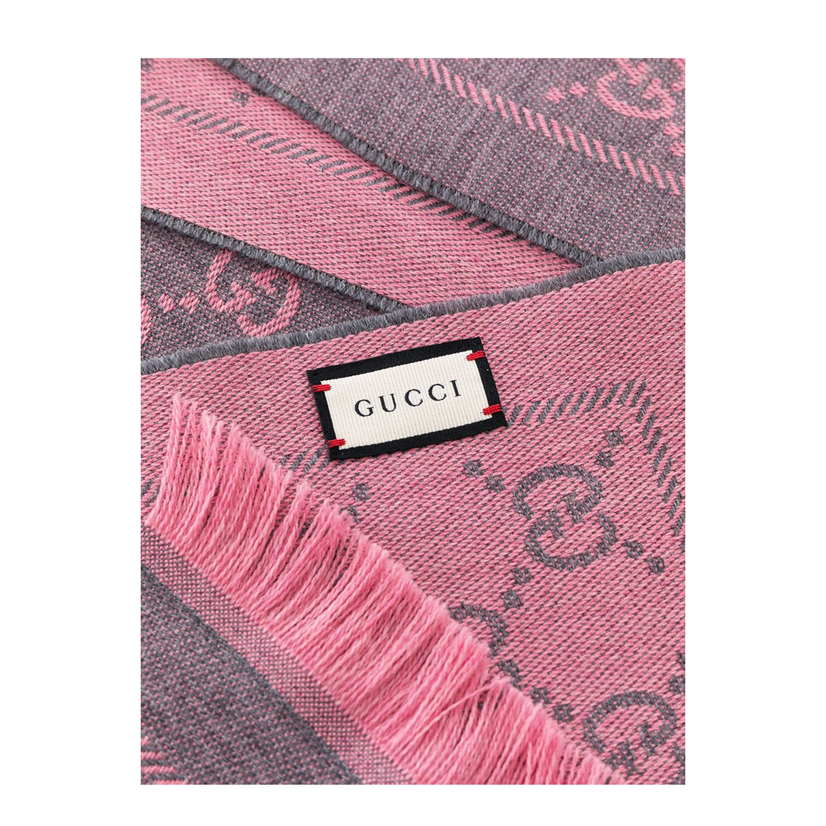 Graphite GG Jacquard Pattern Knitted Scarf