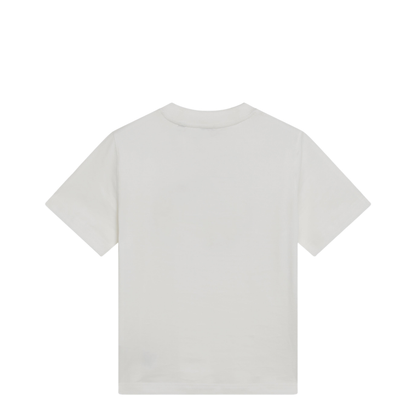 White Cotton Check T-Shirt with Knight Stamp