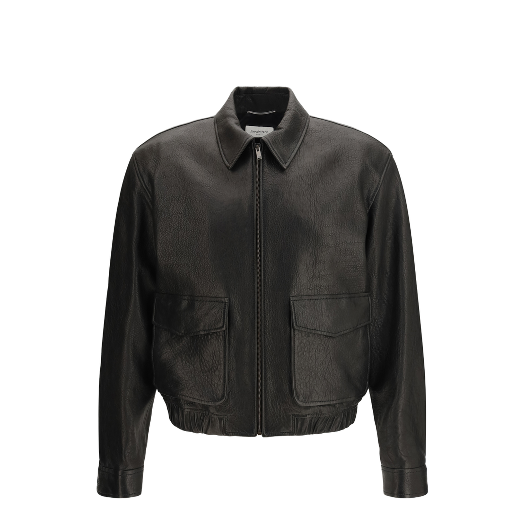 MAYFEYR - Saint Laurent - Short Lamb Leather Jacket With Pointed Collar - 859948YCNF2