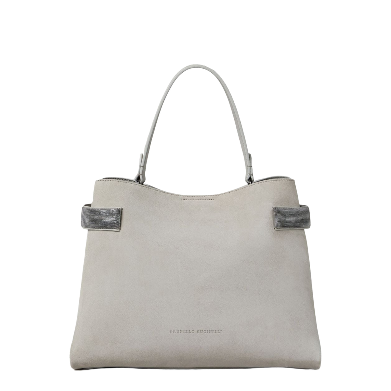 Grey Suede Leather Shoulder Bag