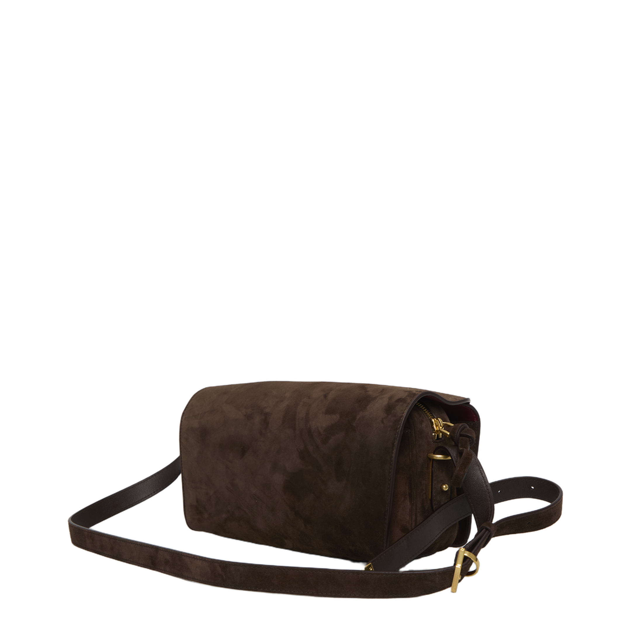 Le 7 Medium Suede Calfskin Shoulder Bag - Moka/Ruby