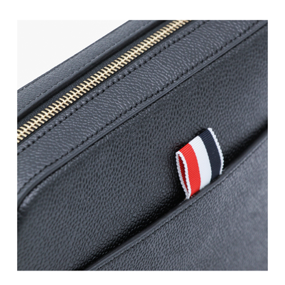 Leather Clutch With RWB Strap in Black