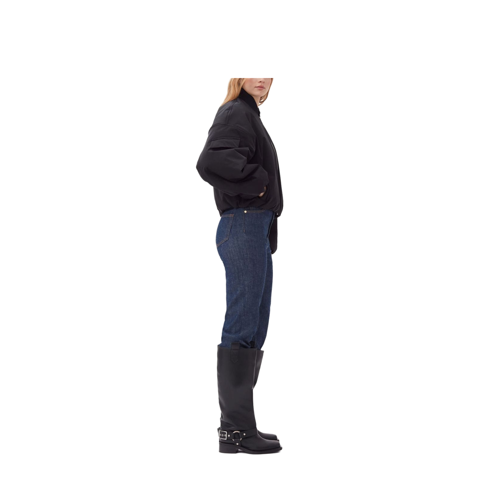 Light Twill Oversized Short Bomber Jacket