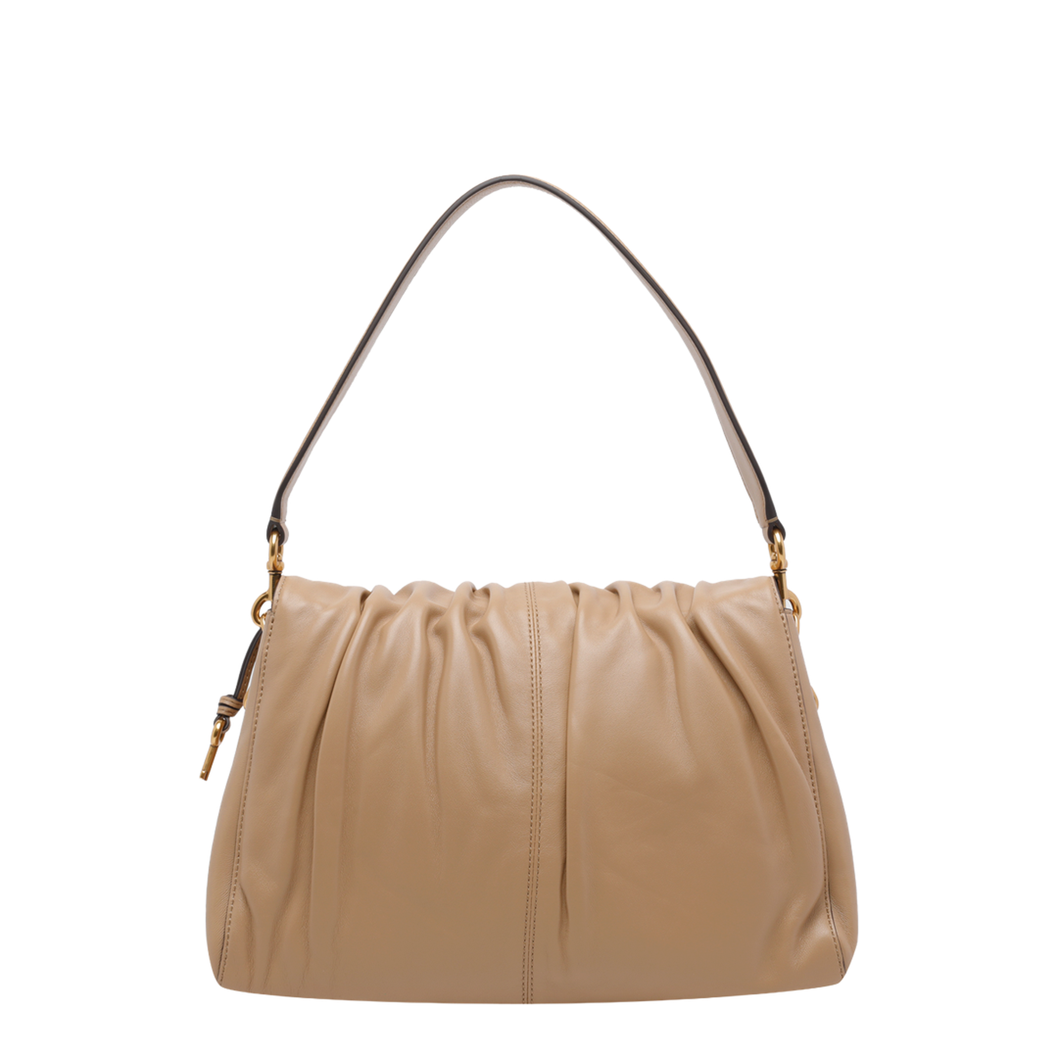 Cristina Leather Shoulder Bag - Beige