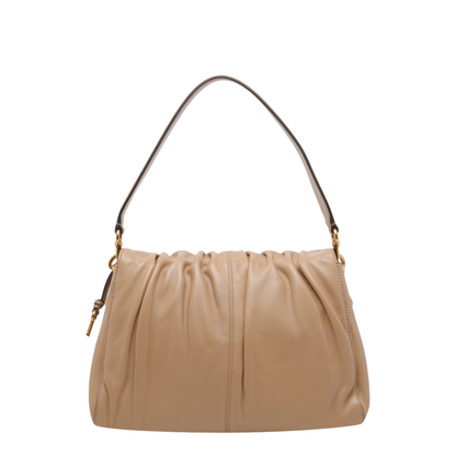 Cristina Leather Shoulder Bag - Beige
