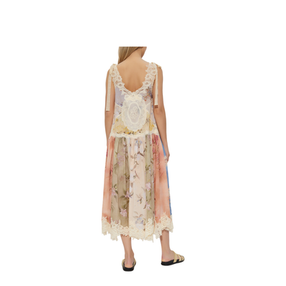 Dress with lace inserts