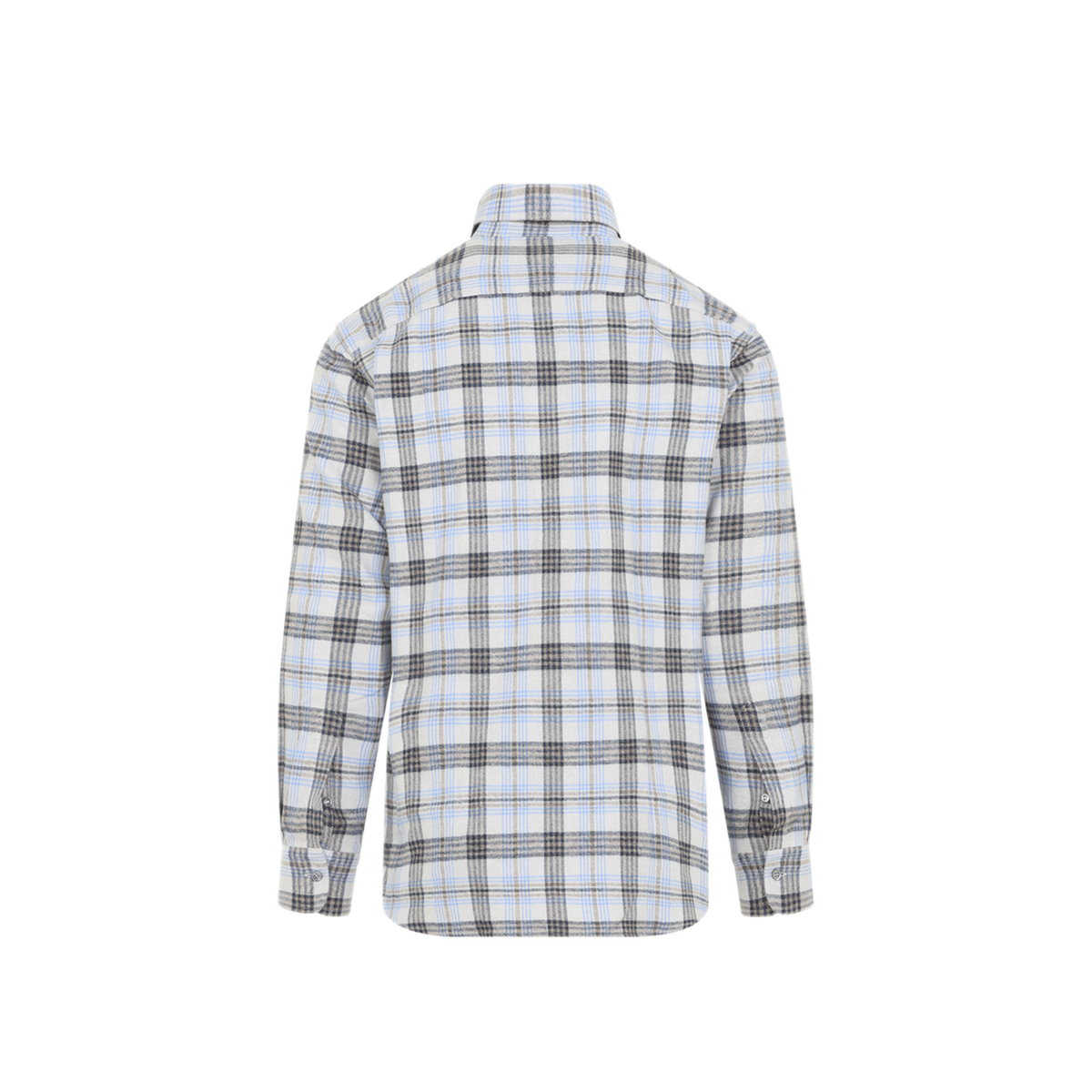 MAYFEYR - BRIONI - Hidden Macro Check Shirt Shell Bluette - SCAY0LOE0279948