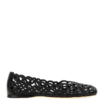 MAYFEYR - Loewe - Black Leather Petal Anagram Ballerinas - LLST466X17BLACK
