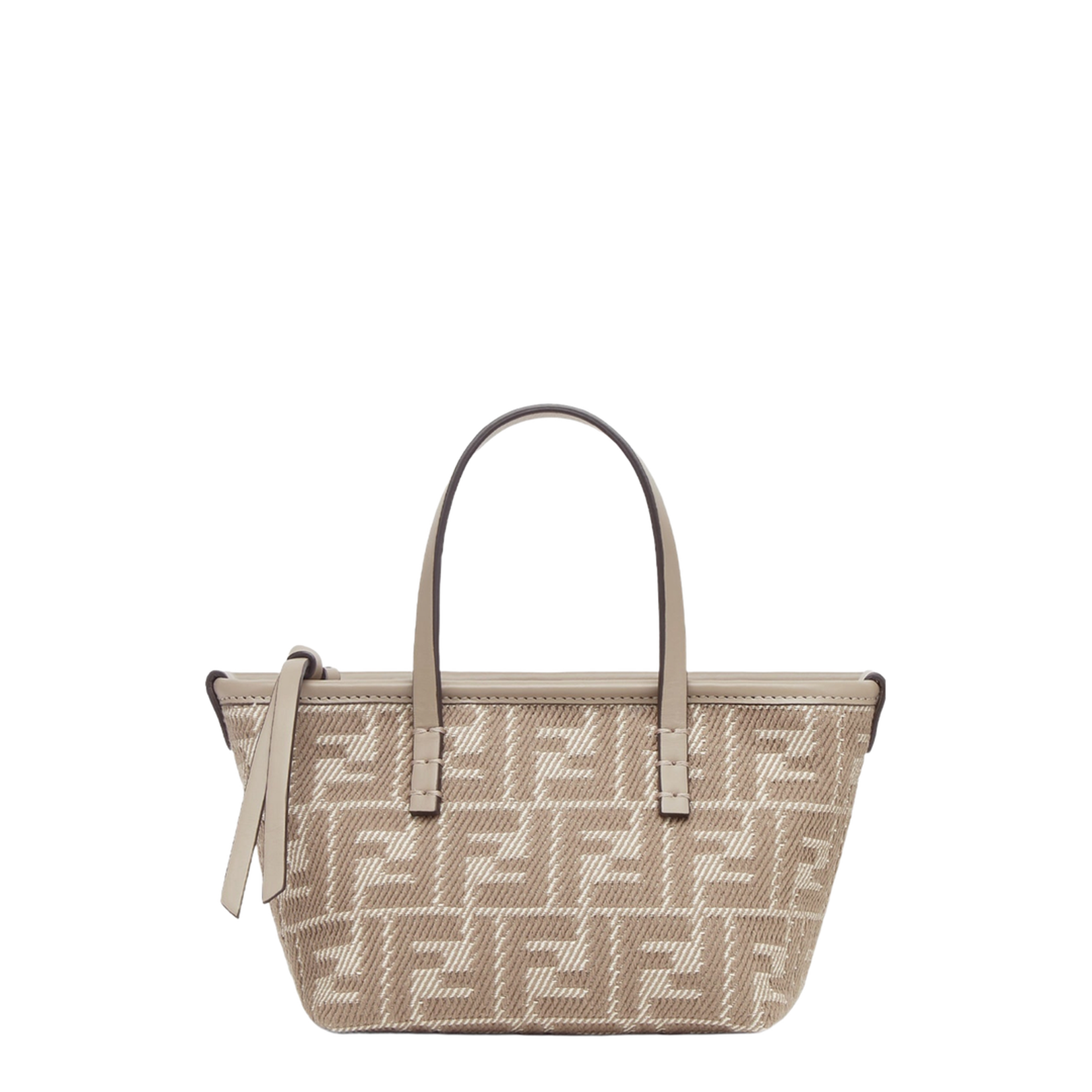 Roll Mini Canvas Top Handle Bags - Beige