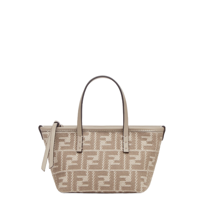 Roll Mini Canvas Top Handle Bags - Beige