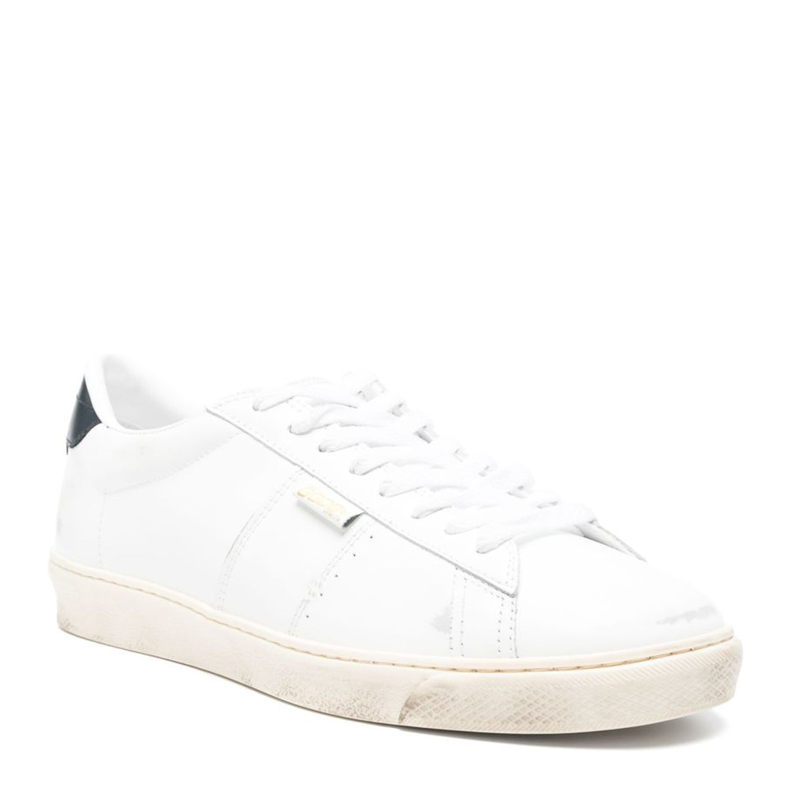 Matchstar in White Leather with Dark Blue Leather Heel Tab