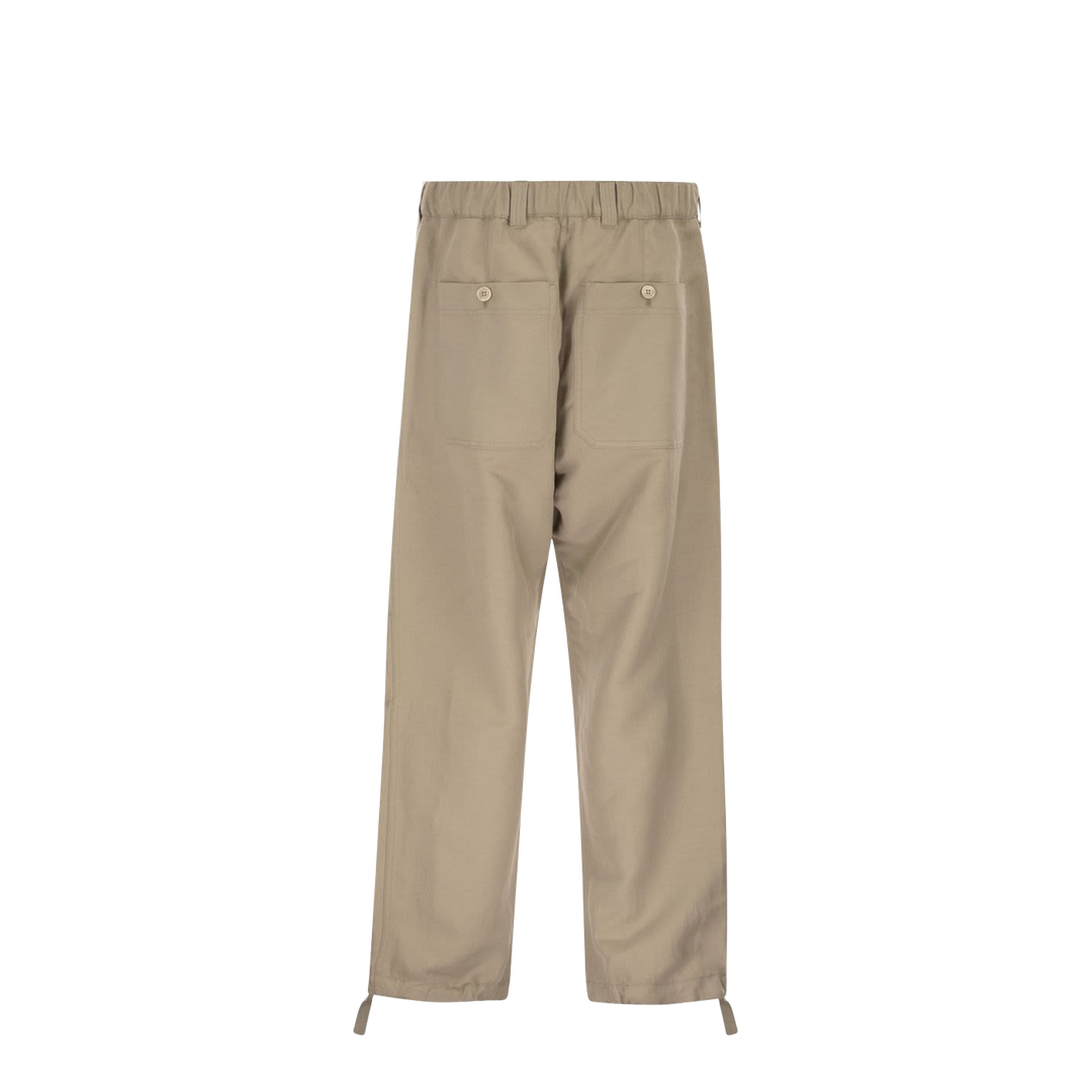 Cotton and linen drill trousers with patch pockets and drawstring