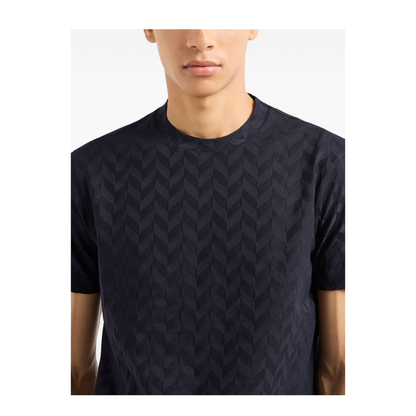 Jersey T-Shirt with All-Over Jacquard Pattern