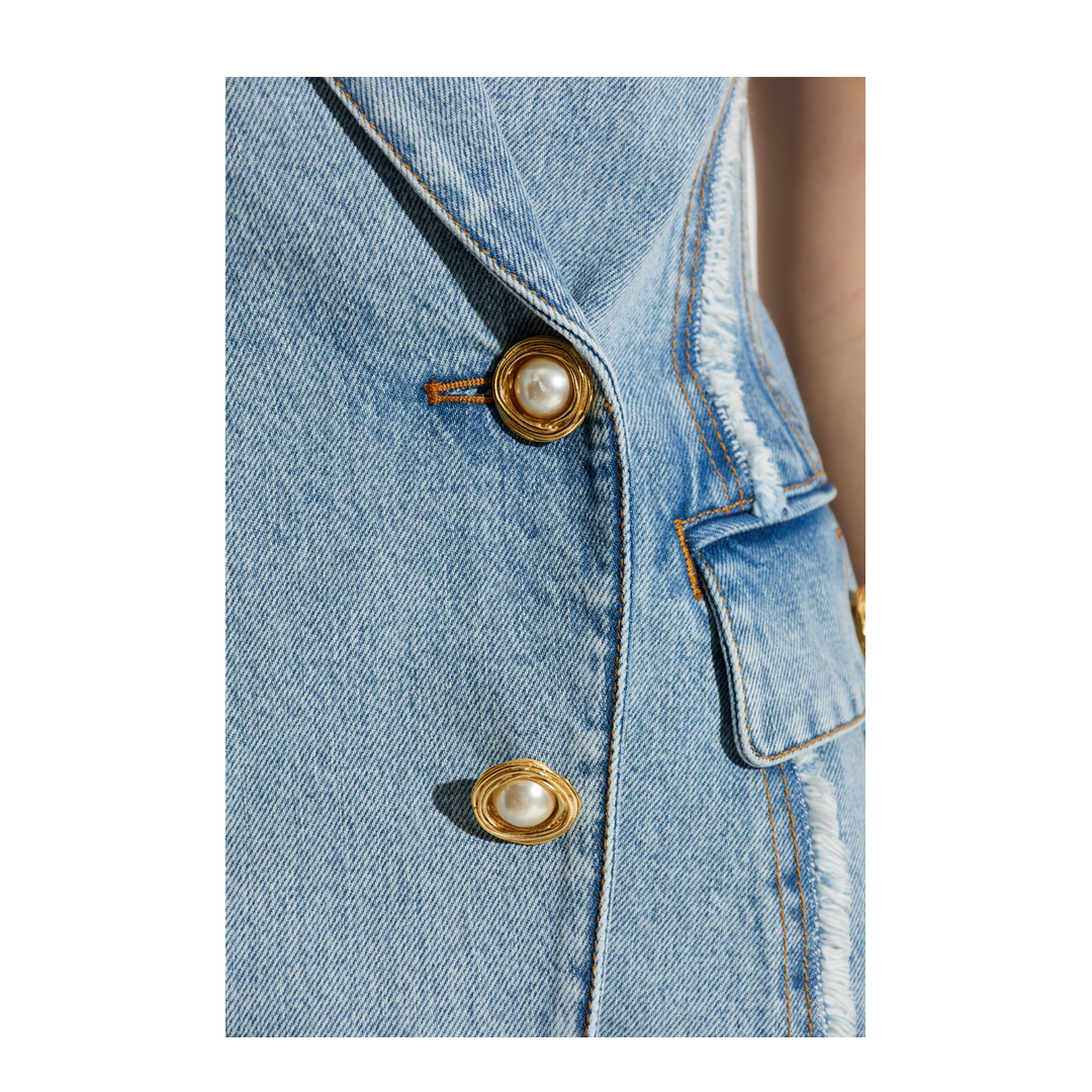 Denim Dress with Raw Finish