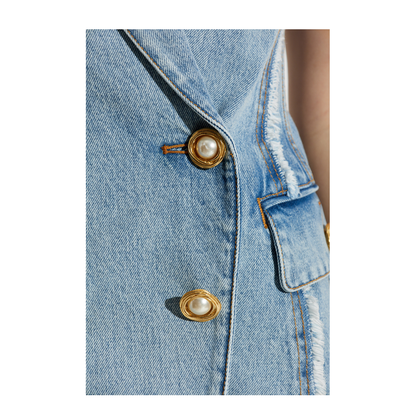 Denim Dress with Raw Finish