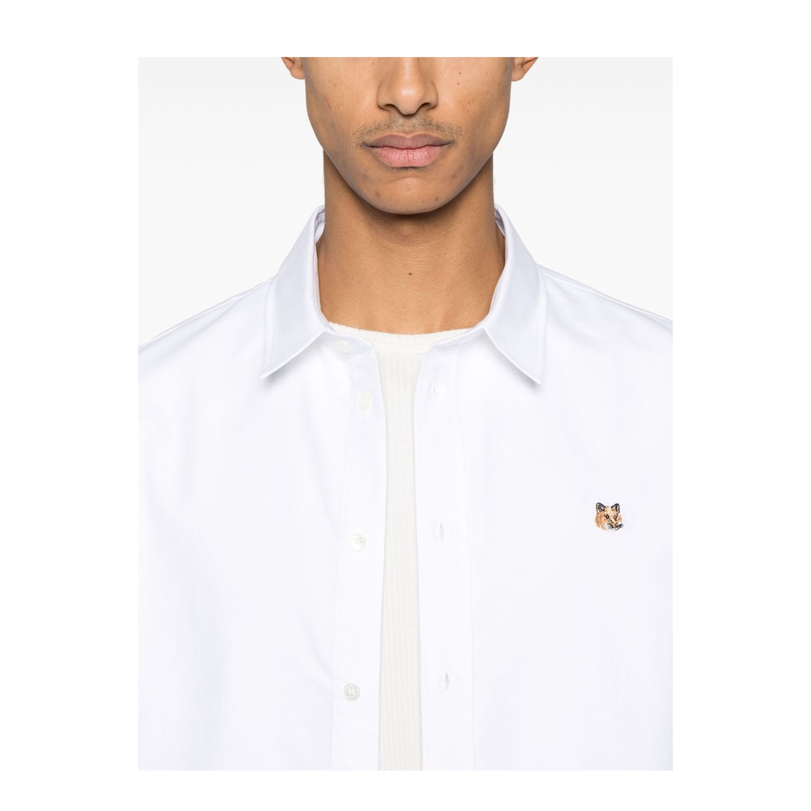 Fox Head Embroidered Casual Shirt