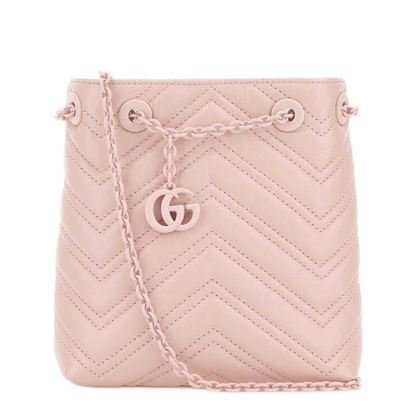MAYFEYR - Gucci - Pink Leather Micro Gg Marmont Bucket Bag - 856404AAFS15734