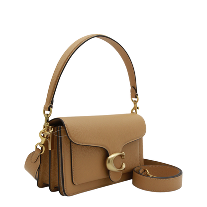 Tabby 26 Polished Pebble Leather Shoulder Bag - Brass/Biscuit