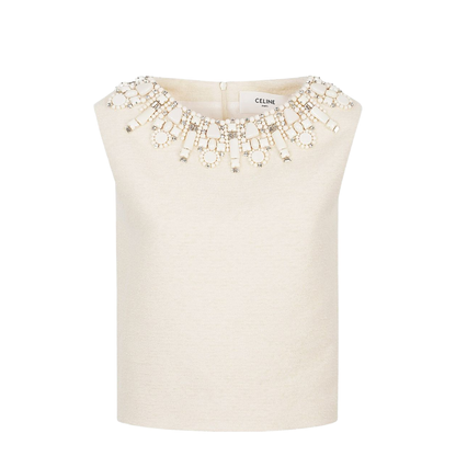 Embroidered Top in Bouclette Natté