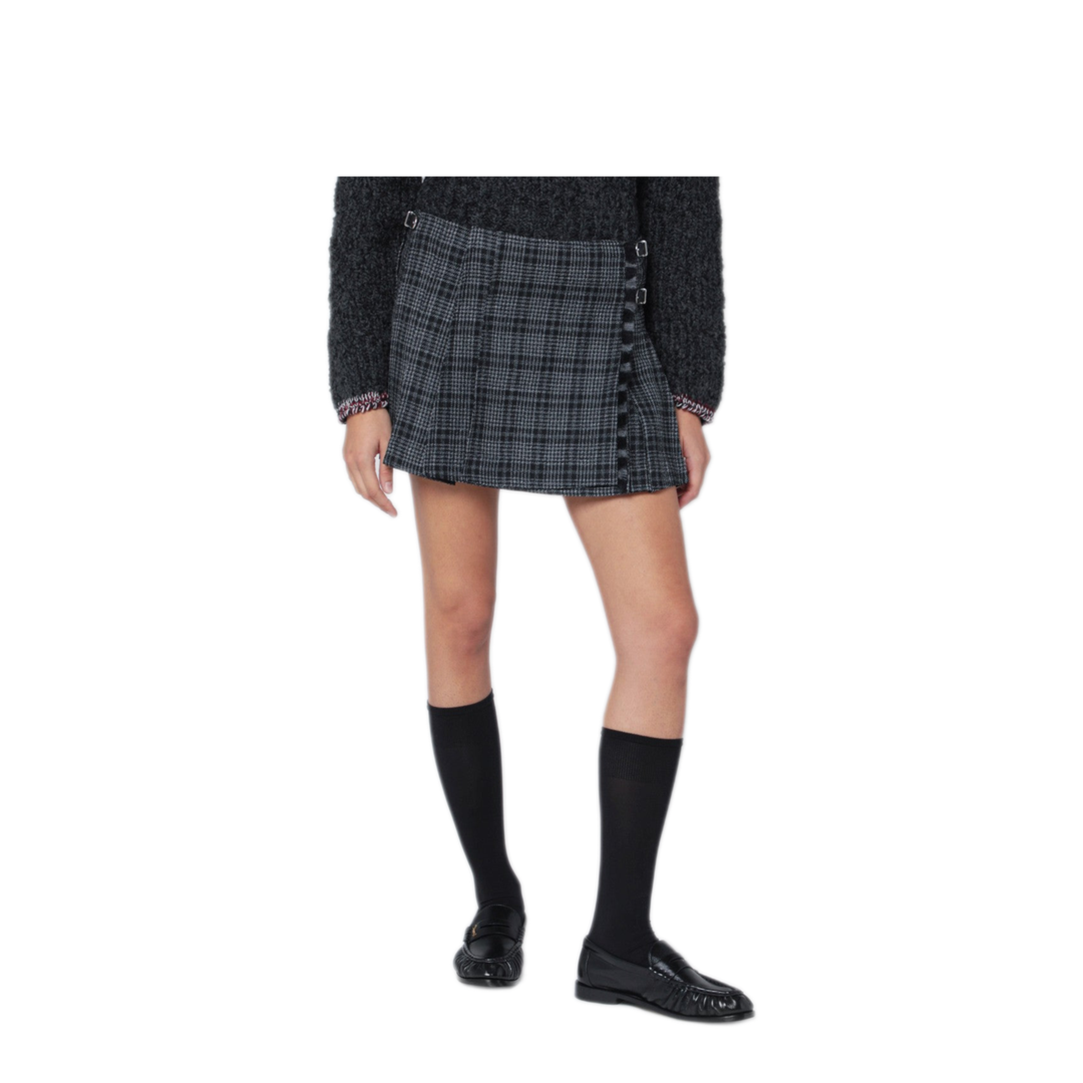 MAYFEYR - Durazzi Milano - Black White Check Kilt Mini Skirt - FW25SK02TT0054B003