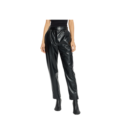 High-waisted Faux Leather Trousers Black