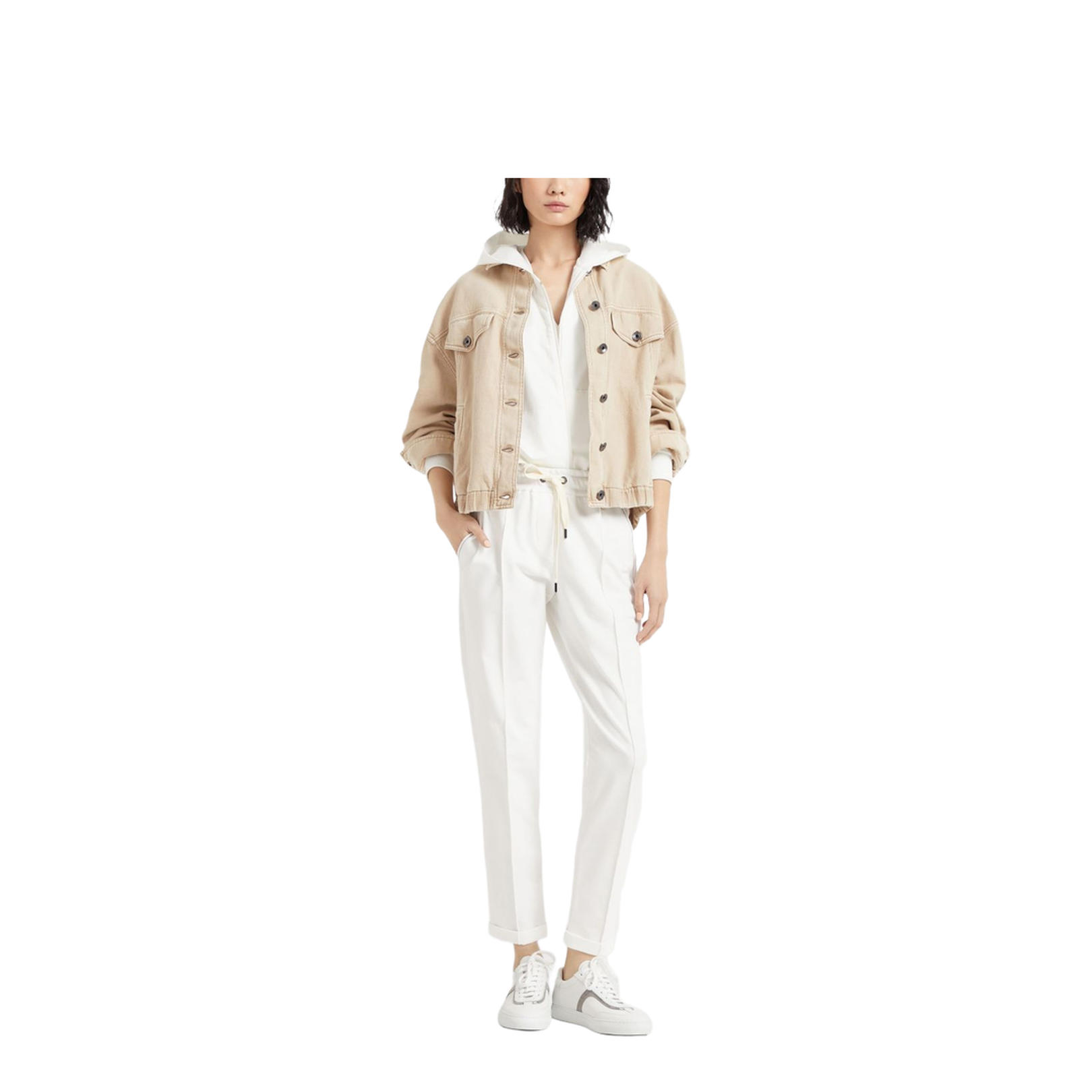 Ribbed Jersey Top in Off-White