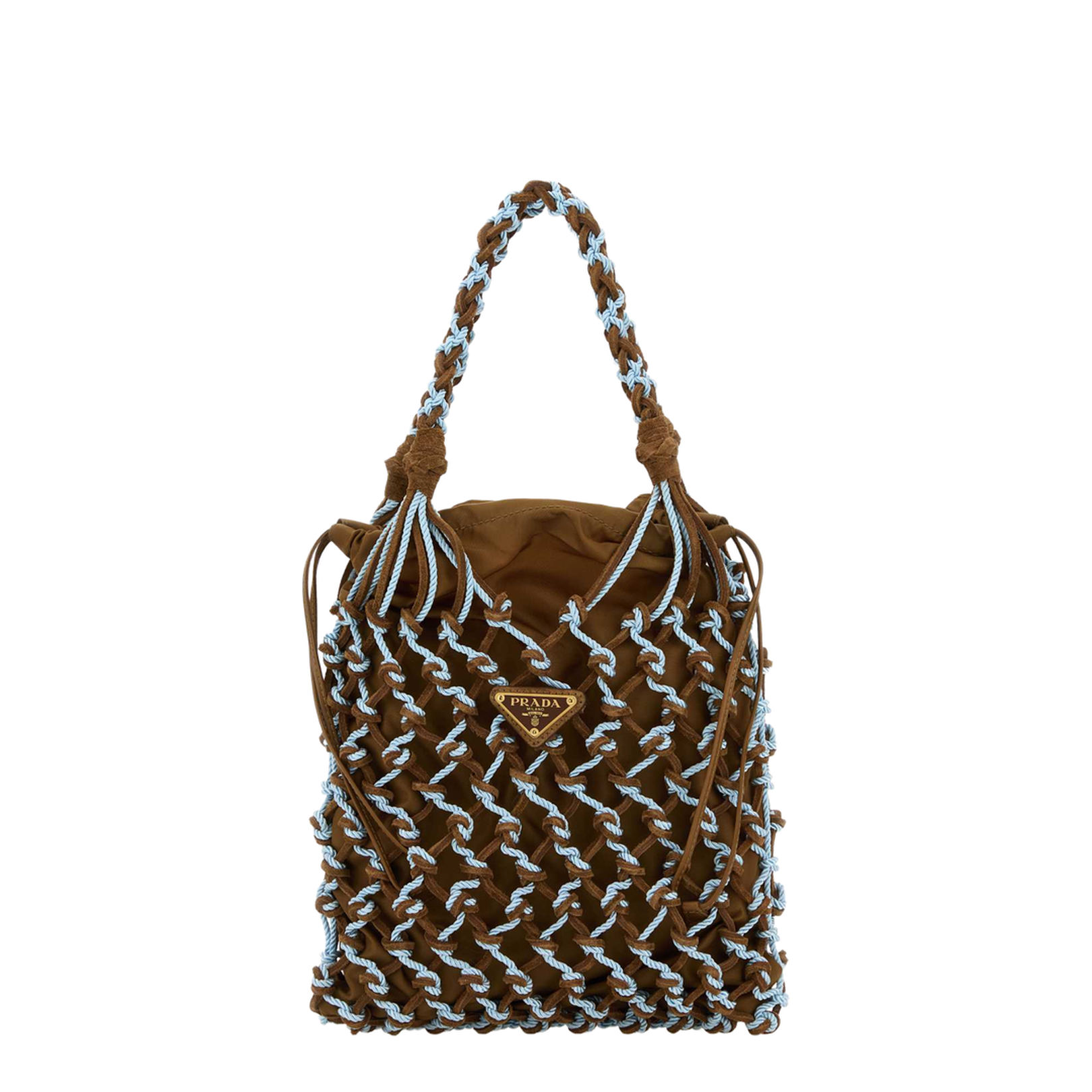 Noué Small Macramé And Suede Bag