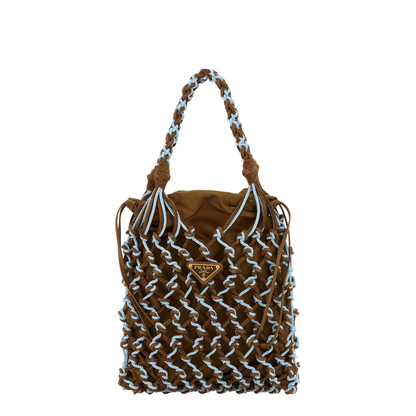 Noué Small Macramé And Suede Bag