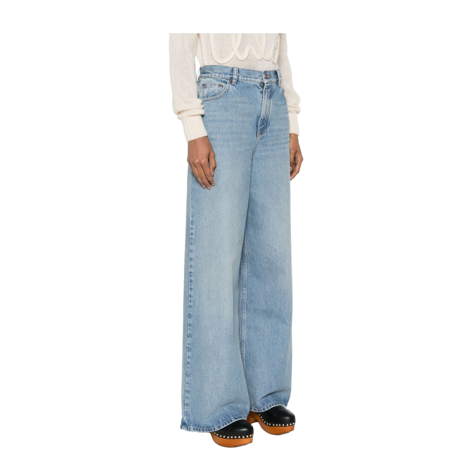 High-Rise Wide-Leg Jeans in Iced Blue