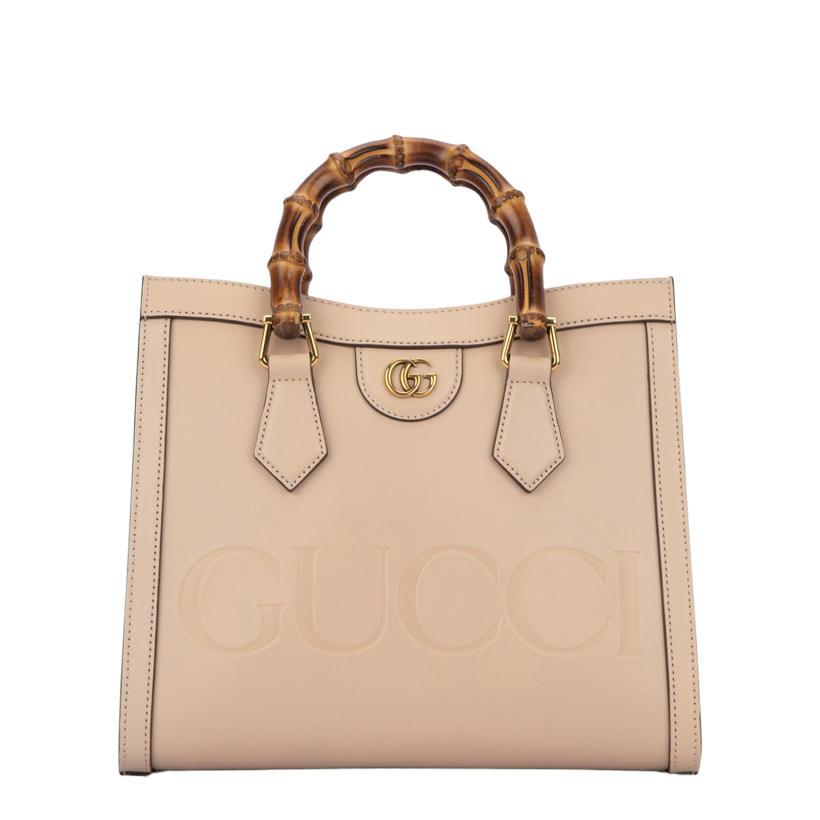 Diana Medium Leather Tote Bag - Beige