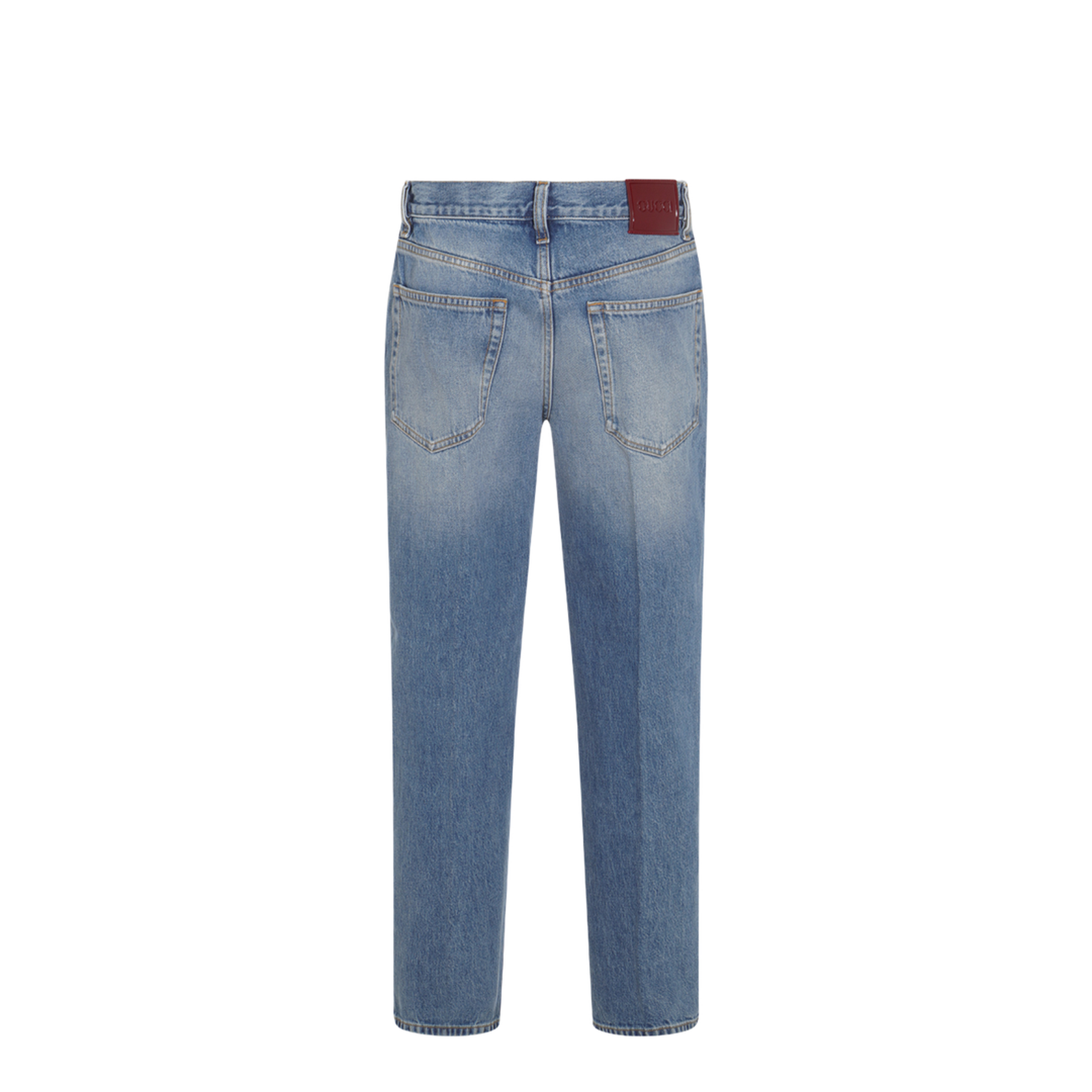 Straight Fit Denim Pants in Light Blue