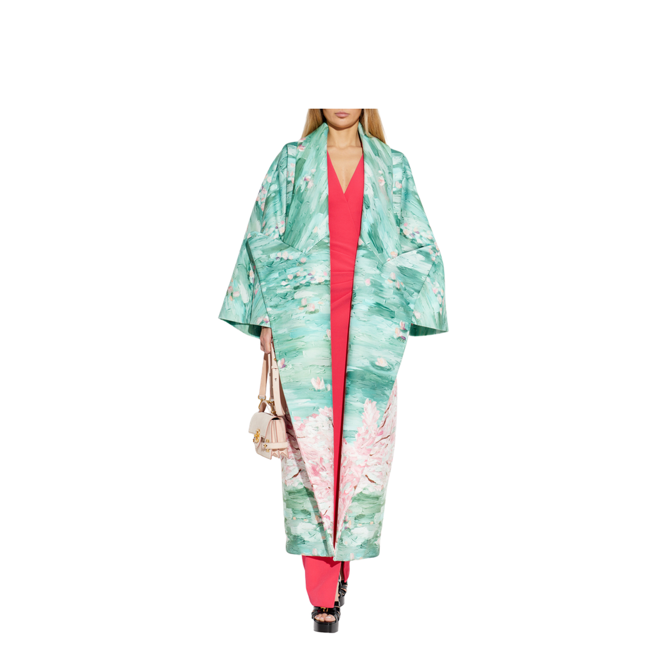 Long Coat with Floral Motif