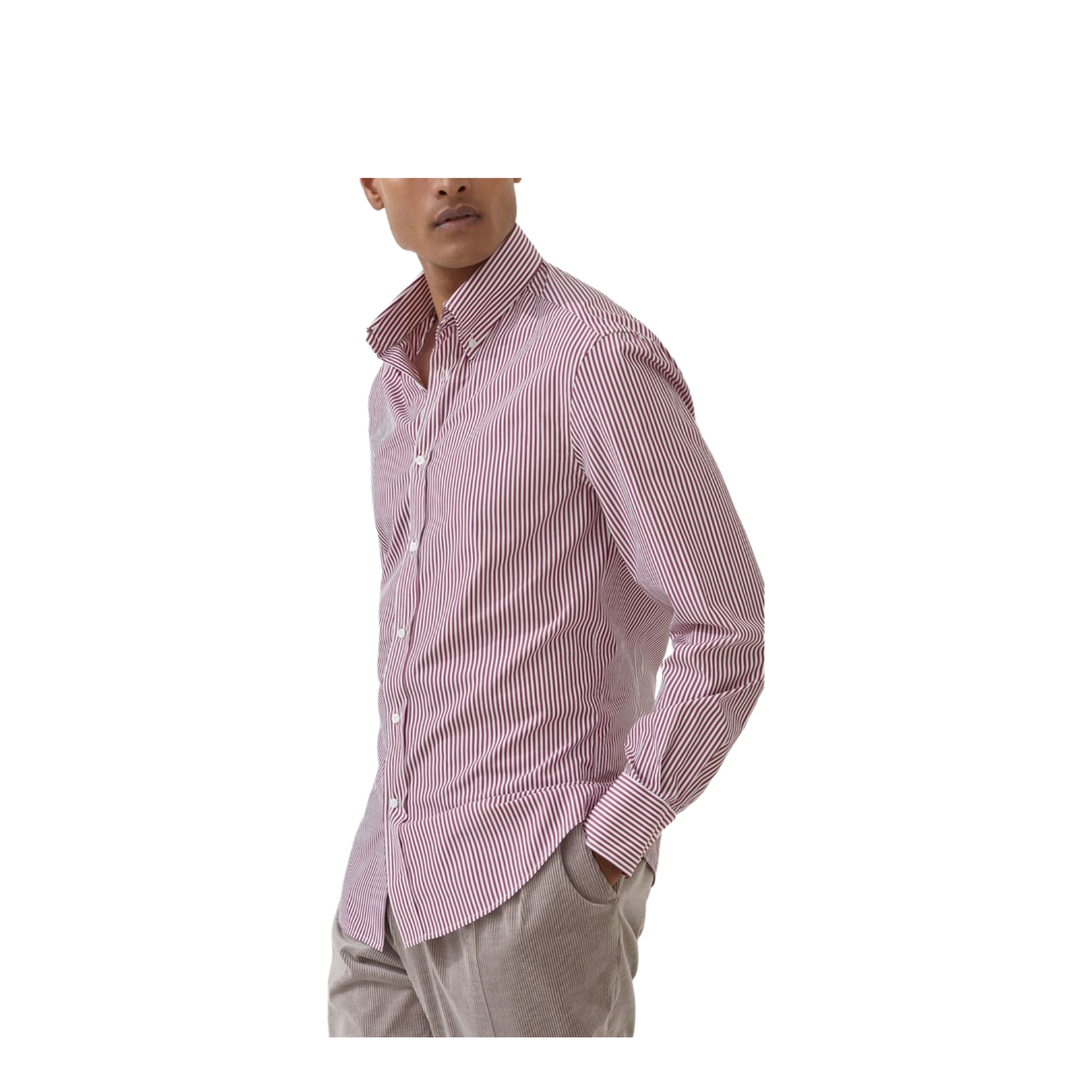 Striped Poplin Shirt in Light Purple