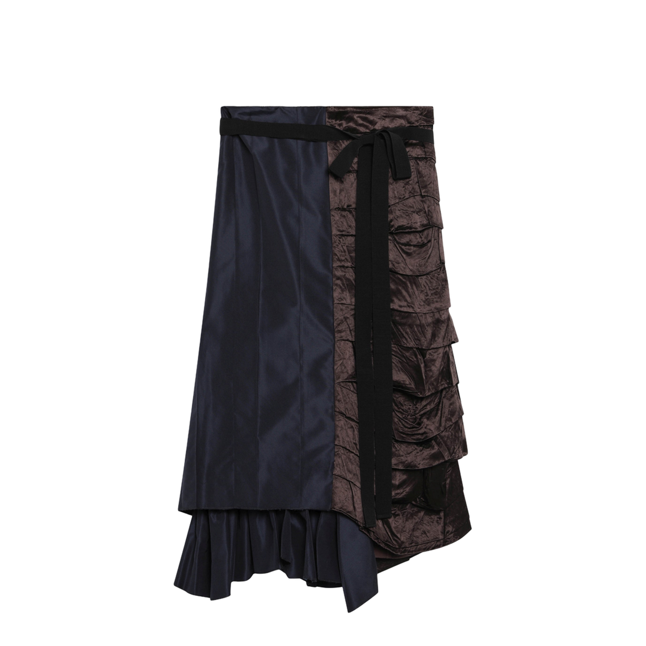 Blue Patchwork Faille Wrap Skirt
