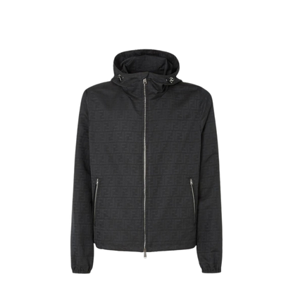 Black Polyester Windbreaker