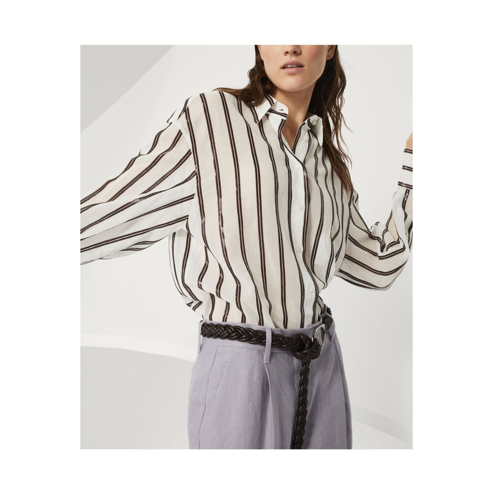 Classic Striped Cotton Shirt in White