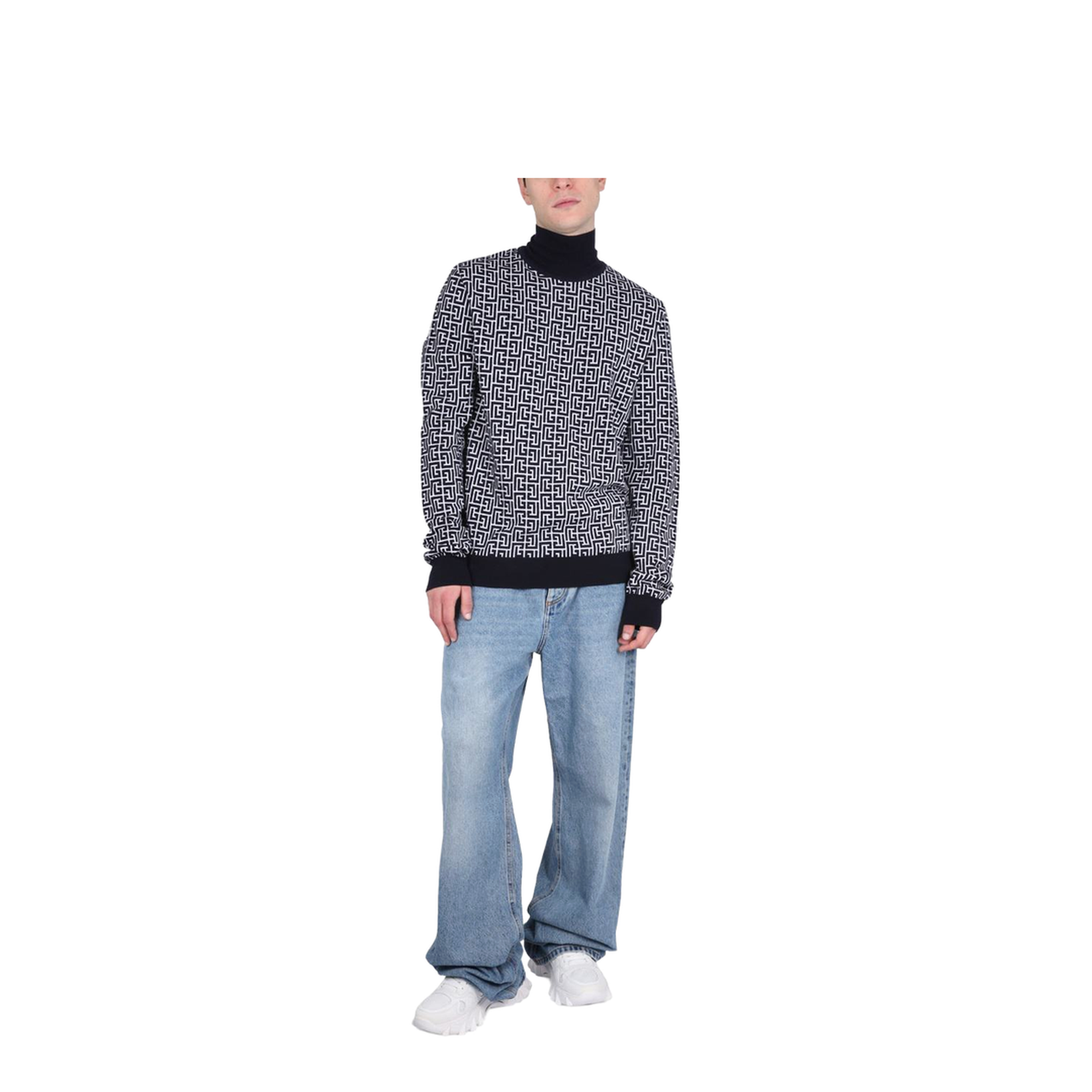 Two-tone wool blend sweater