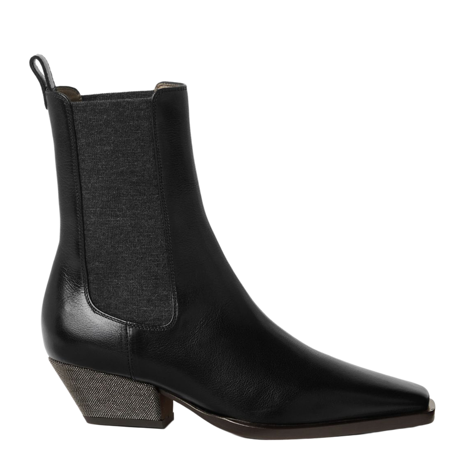Cuban Heel Leather Boots - Black