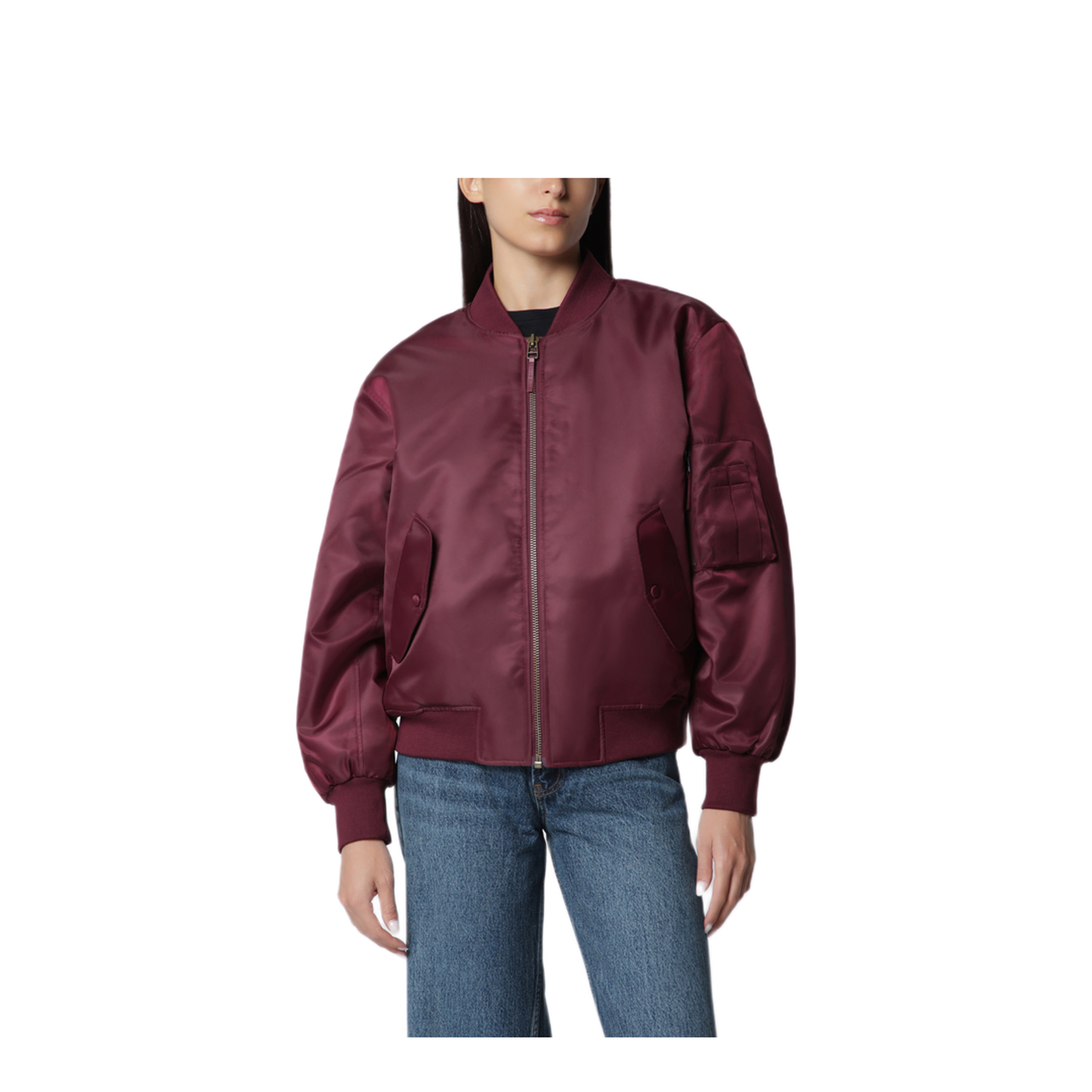 MAYFEYR - Anine Bing - Leon Zip Up Bomber Jacket Burgundy - A-01-10490PLBGN28
