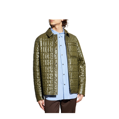 Olive Green Madiere Padded Shirt Jacket
